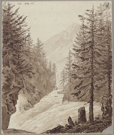 Klamm-sola ja Gasteiner Ache lähellä Lendiä Salzburgin alueella tekijältä Karl Friedrich Schinkel