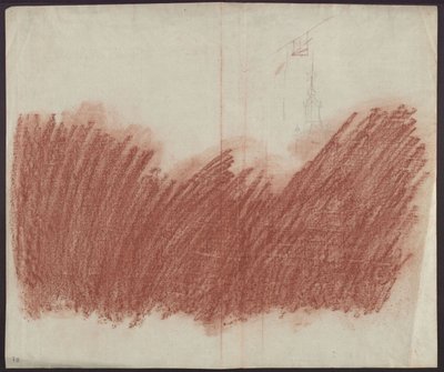 Flächiger Auftrag von Rötel zum Durchzeichnen der Darstellung auf recto tekijältä Karl Friedrich Schinkel
