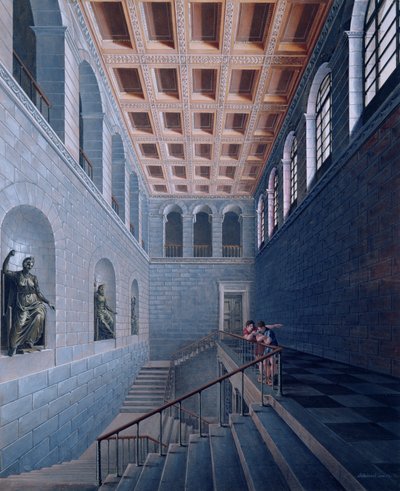Portaiden sisäkuva, suunnittelu linnaan Koestritzissa, 1802-03 (kynä & muste ja bc paperilla) tekijältä Karl Friedrich Schinkel