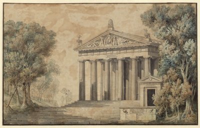 Ifigeneia Taurissa. Johann Wolfgang von Goethen näytelmä. Lavastussuunnitelma. Dianan temppeli tekijältä Karl Friedrich Schinkel