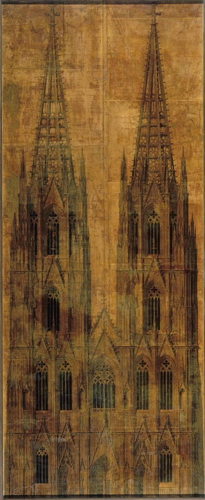 Köln. Tuomiokirkko. Länsijulkisivun pystykuva tekijältä Karl Friedrich Schinkel