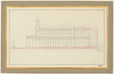 Berliinin katedraalin pitkittäisleikkaus tekijältä Karl Friedrich Schinkel