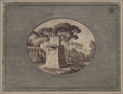 "Meijeri Villa Borghesen mäntylehdossa Rooman lähellä" / Casa Cenci Villa Borghesen puistossa Roomassa tekijältä Karl Friedrich Schinkel