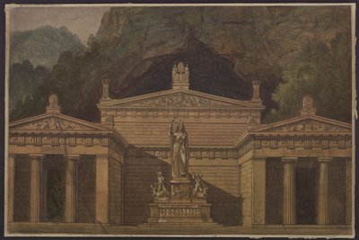 Olimpia. Gaspare Spontinin ooppera. Luonnos 4. lavastusta varten. Dianan temppeli tekijältä Karl Friedrich Schinkel