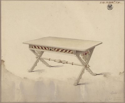 Potsdam. Babelsbergin linna (?). Luonnos vinopöytää varten tekijältä Karl Friedrich Schinkel