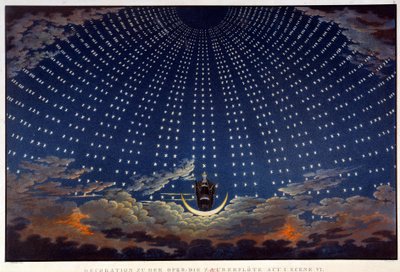 Skenografia Wolfgang Amadeus Mozartin oopperalle "" The Enchanted flute", toteutettu Karl Schinkel (1781-1841) tekijältä Karl Friedrich Schinkel