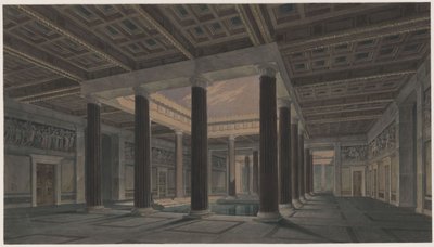 Oriandan linna Krimillä. Antiikkia jäljittelevä suunnitelma. Suuri atrium tekijältä Karl Friedrich Schinkel