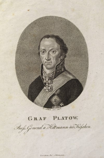 Kreivi Matvey Ivanovich Platovin muotokuva 1757-1818 tekijältä Karl Friedrich Schulz