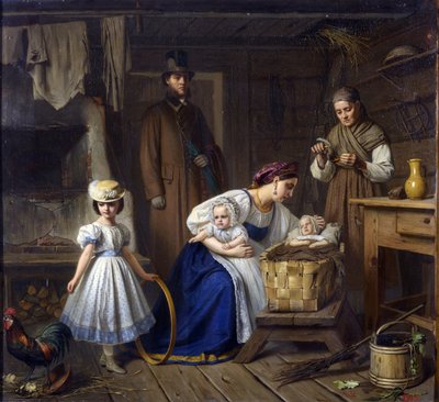 Hoitaja vieraili sairaan lapsensa Wenigin luona, Karl Bogdanovich (1830-1908) tekijältä Karl Gottlieb Wenig