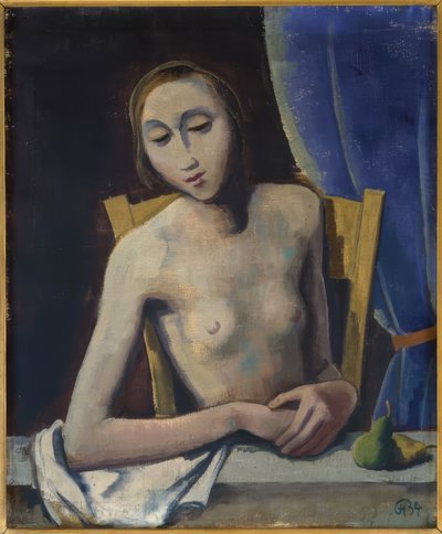 Tyttö verhon edessä tekijältä Karl Hofer