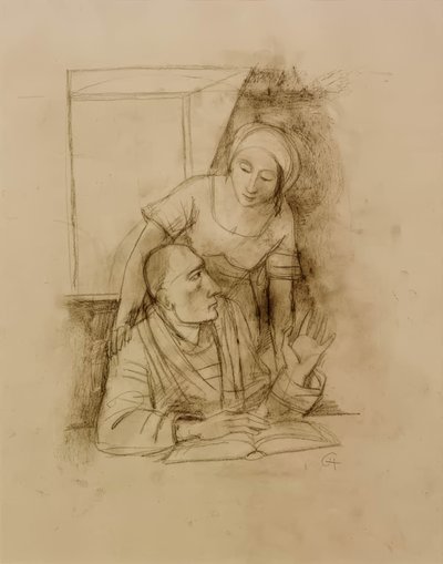 Pari ikkunan ääressä tekijältä Karl Hofer