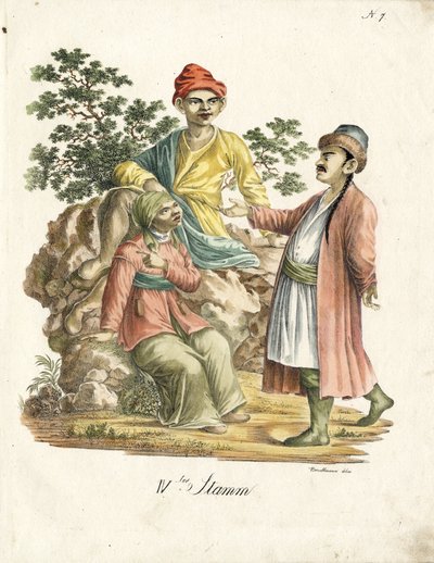 Persialaiset kansallispuvut (painettu) tekijältä Karl Joseph Brodtmann