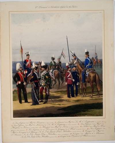 La 2eme division de la cavalerie legere - 2. kaartin ratsuväen divisioona - Piratsky, Karl Karlovich (1813-1889) - 1867 - Värilitografia - 56x45 - Yksityiskokoelma tekijältä Karl Karlovich Piratsky