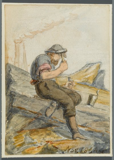 Kivityöläinen, 1864 (wc mustan median alipiirroksen päällä) tekijältä Karl L.H. Mueller