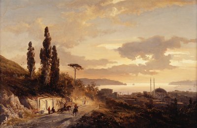Näkymä Konstantinopoliin ja Bosporinsalmelle Aasian puolelta, 1864 tekijältä Karl Paul Themistocles von Eckenbrecher