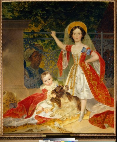 Portraits des enfants du Prince Volkonski (Prinssi Volkonskin lasten muotokuva) - Öljy kankaalle, kirjoittanut Karl Pavlovich Bryullov (Bryullov) (1799-1852) tekijältä Karl Pavlovich Bryullov