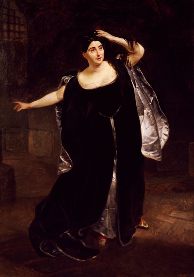Giuditta Pasta (1797-1865), italialainen sopraano, Anna Bolenan hullussa kohtauksessa Gaetano Donizettin oopperasta tekijältä Karl Pavlovich Bryullov