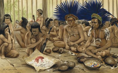 Keski-Brasilian Bororo-intiaanien kuolleiden festivaali tekijältä Karl Von den Steinen