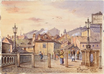 Magdalenen-silta Wien-joen yli tekijältä Karl Wenzel Zajicek