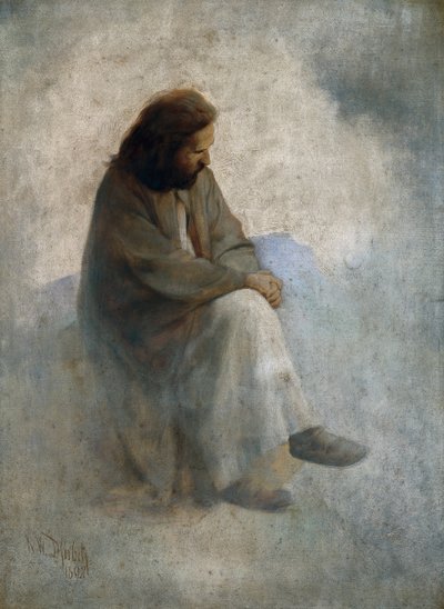 Diefenbachin, Karl Wilhelmin (1851-1913) omakuva Kristuksena. Öljy kankaalle tekijältä Karl Wilhelm Diefenbach