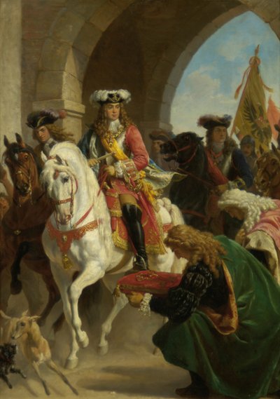 Kaarle III:n sisääntulo. Madridissa 1710 tekijältä Karl von Blaas