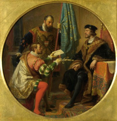 Keisari Kaarle V ja kuningas Francis I Paviassa 1525 tekijältä Karl von Blaas
