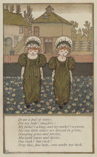 Piirrä ämpäri vettä (väri litho) tekijältä Kate (after) Greenaway