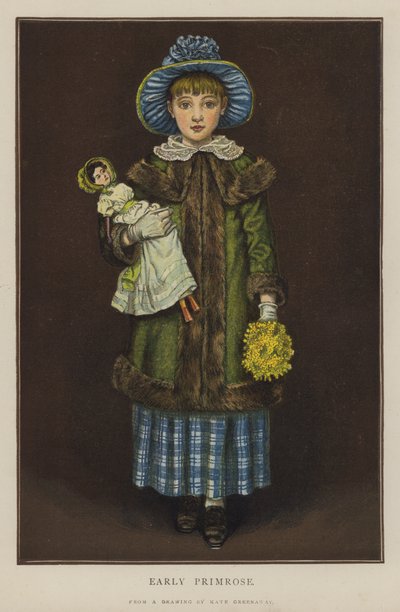 Early Primrose (väri litho) tekijältä Kate (after) Greenaway