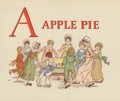 Kate Greenaway: A - Omenapiirakka (värilitografia): A - Apple Pie (värilitografia) tekijältä Kate (after) Greenaway