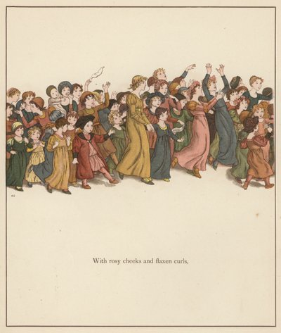 Kate Greenawayn kuvitus Robert Browningin teokseen The Pied Piper of Hamelin (värilitho) tekijältä Kate (after) Greenaway