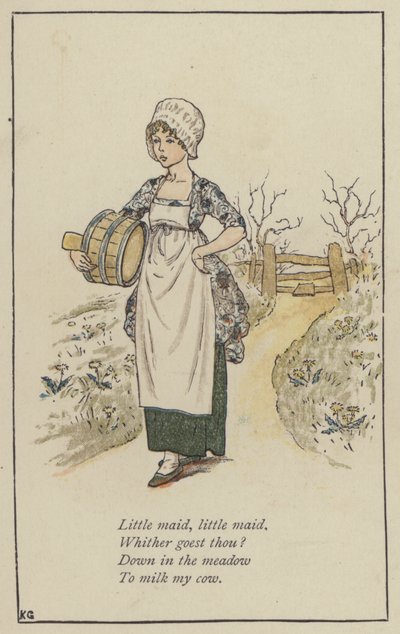 Pieni piika, pieni piika (väri litho) tekijältä Kate (after) Greenaway
