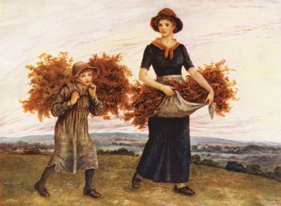Bracken Gatherers (värillinen litografia) tekijältä Kate (after) Greenaway