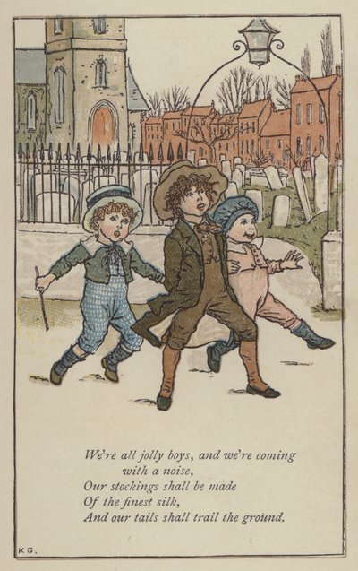 Olemme kaikki iloisia poikia (väri litho) tekijältä Kate (after) Greenaway