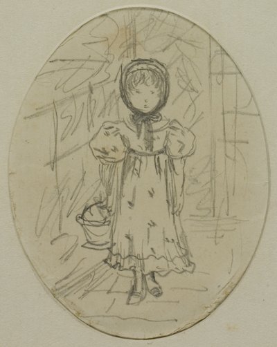Pieni tyttö puutarhassa tekijältä Kate Greenaway