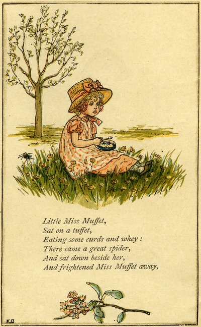 Little Miss Muffet kuvitettu tekijältä Kate Greenaway