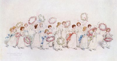 Kate Greenawayn "Paljon onnellista paluuta". tekijältä Kate Greenaway
