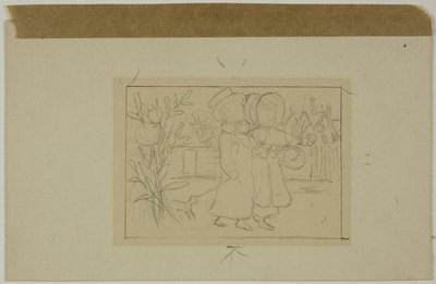Kaksi hahmoa kävelee tekijältä Kate Greenaway
