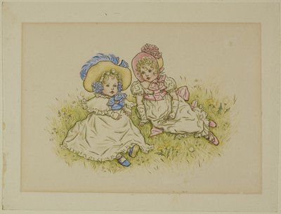 Kaksi pientä tyttöä kupuilla tekijältä Kate Greenaway