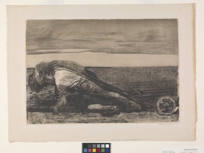 Die Pflüger (Plowmen) (etsaus ja akvatinta chine colléen) tekijältä Käthe Kollwitz