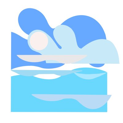 Kaunis päivä, 2023 (digitaalinen kuvitus alkuperäisestä paperikollaasista) tekijältä Kathy Dunaway