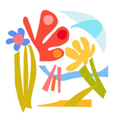 Ecstatic, 2023 (digitaalinen kuvitus alkuperäisestä paperikollaasista) tekijältä Kathy Dunaway