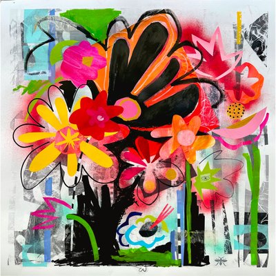 keskiyön puutarha, 2025 (sekatekniikka paperille) tekijältä Kathy Dunaway