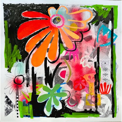 rebel bloom, 2025 (sekatekniikka paperille) tekijältä Kathy Dunaway