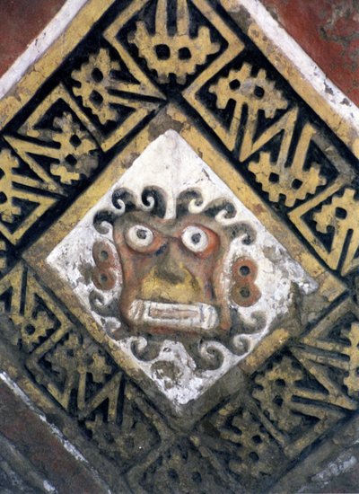 Yksityiskohta seinästä pyramidin sisällä, mahdollisesti temppelikompleksi, jonka Moche-kansa rakensi, noin 200-500 jKr. (kuva) (yksityiskohta kuvasta 138728). tekijältä Katie Attenborough