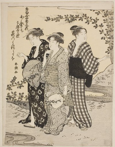 Bush Clovers in Summer, sarjasta "Choicest Odes Upon Flowers of the Four Seasons (Shuku awase, shiki no hana)" tekijältä Katsukawa Shuncho
