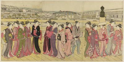 Nihonbashin sillan ylittäminen tekijältä Katsukawa Shuncho