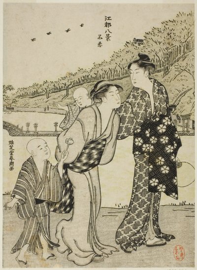Shinobazu Pond, sarjasta "Kahdeksan näkymää Edosta (Koto hakkei)" tekijältä Katsukawa Shuncho