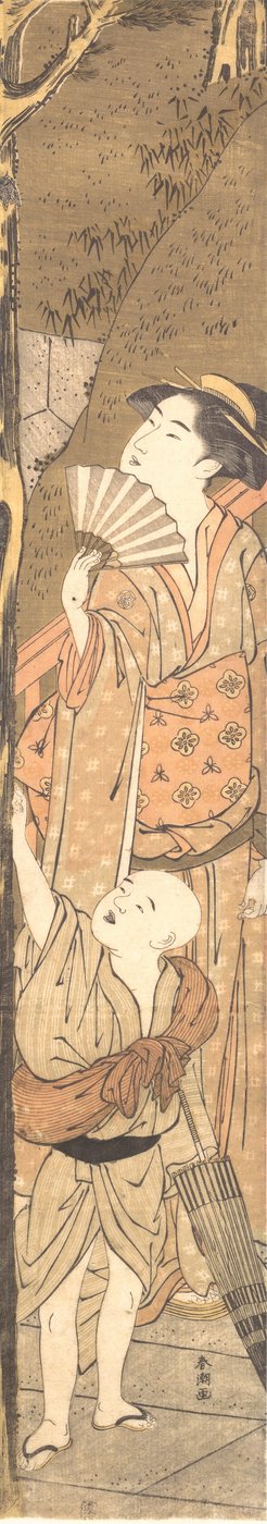Nainen ja pieni poika, 1700-luvun loppu - 1800-luvun alku. tekijältä Katsukawa Shuncho