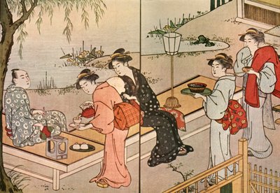 Nainen tarjoilemassa teetä, 1790, 1924. tekijältä Katsukawa Shuncho