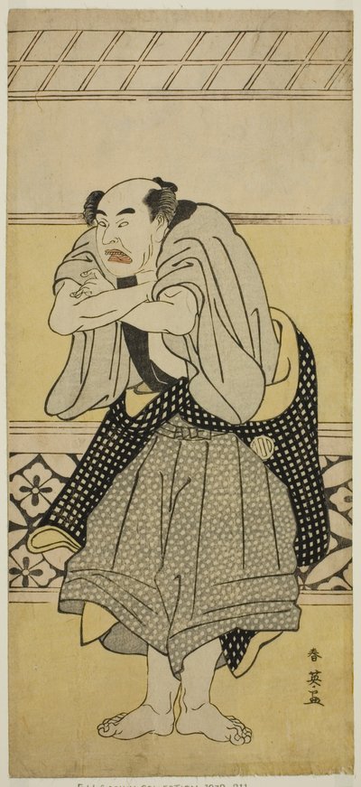 Näyttelijä Asao Tamejuro I juopuneena Gotobei näytelmässä Yoshitsune Koshigoe Jo, joka esitettiin Ichimura-teatterissa yhdeksännessä kuussa vuonna 1790. tekijältä Katsukawa Shun